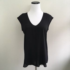 J. Crew Factory Black Cap Sleeve Shirttail Top